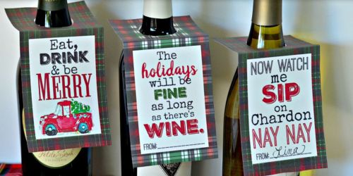Free Printable Holiday Wine Tags (Easy Gift Idea)