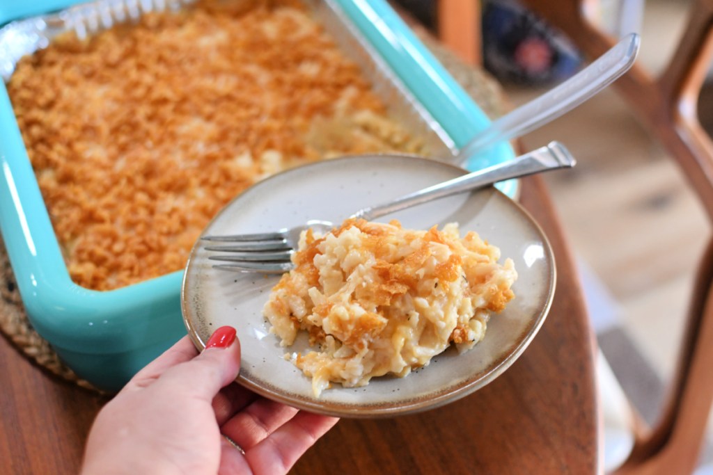 plate with funeral potatoes