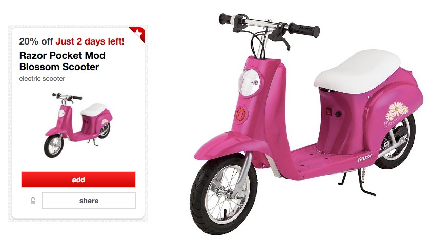 pink razor pocket mod scooter