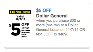 Dollar General Store coupon