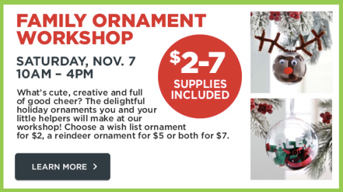 Michaels: Family Ornament Workshop This Saturday