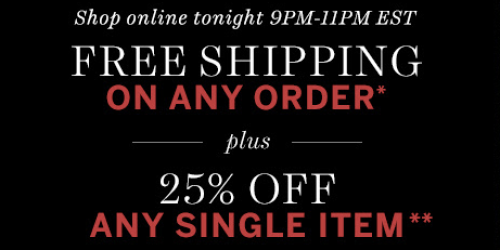 Victoria’s Secret: Free Shipping on ANY Order AND Extra 25% Off Single Item (9PM-11PM ET Tonight)