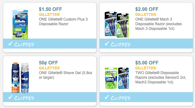 Gillette Razor coupons