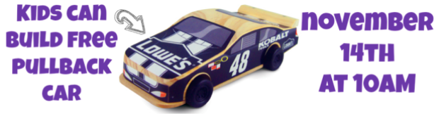 Lowe's Kids Clinic: Register NOW to Make Free Pullback Car