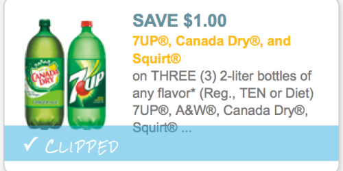 New $1/3 7UP, A&W, Canada Dry, Squirt, Sun Drop, or Sunkist Soda 2-Liters Coupon = Only 56¢ Each at CVS
