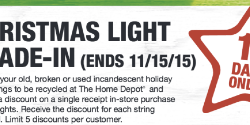 Home Depot: Christmas Light Trade-In Event Starts Today (Earn $3-$5 Off LED Lights Coupons)