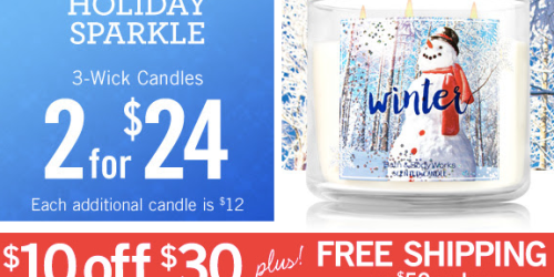 Bath & Body Works: 3-Wick Candles $10 Each Shipped (Regularly $22.50)