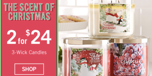 Bath & Body Works: 3-Wick Candles $9.20 Each Shipped Today Only (Regularly $22.50)