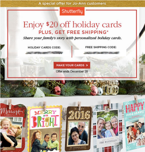 JoAnn Email Subscribers: Possible FREE $20 Off Shutterfly Cards + Free Shipping (Check Inbox) JoAnn Email Subscribers: Possible FREE $20 Off Shutterfly Cards + Free Shipping (Check Inbox)