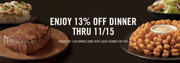 Outback Steakhouse: 13% Off Entire Dinner Check 