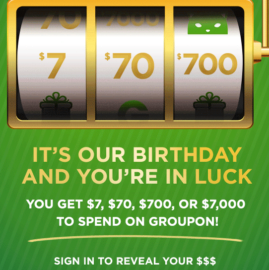 Groupon Birthday Savings: Score 7%, $7, $70, $700, or $7,000 Off Local Deals