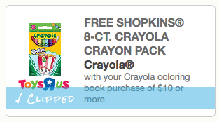 Free Shopkins Crayola Crayon Pack w/ Coloring Book Purchase Coupon
