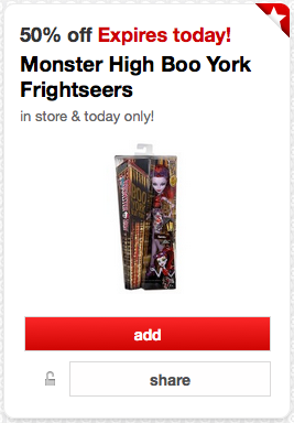 Target Cartwheel: 50% Off Monster High Boo York Frightseers
