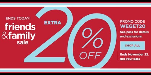 Kohl’s: Extra 20% Off Entire Purchase – Last Day (+ Black Friday Deals Start Tomorrow Online)