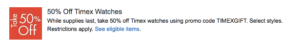 Timex 50% Off Promo