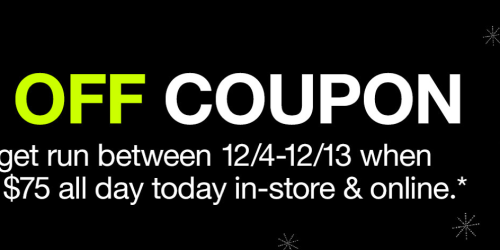 Target: Spend $75 In-Store or Online TODAY, Get 20% Off Coupon (Redeemable Starting 12/4)
