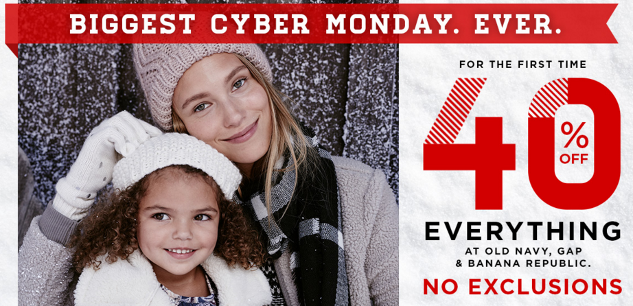 Old Navy GAP Banana Republic: 40% off EVERYTHING (No Exclusions )   More