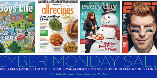 Cyber Monday Magazine Sale: ESPN, All Recipes, Boy’s Life & More As Low As $3 Per Year