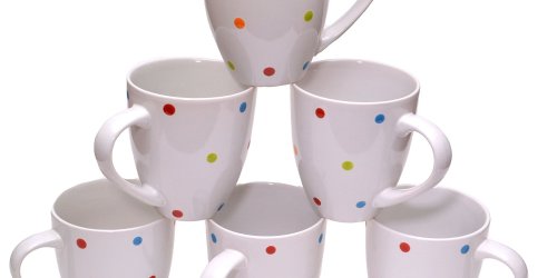 Set of 6 Polka Dot Coffee Mugs Only $12.99