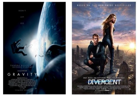 Gravity and Divergent Movie Covers