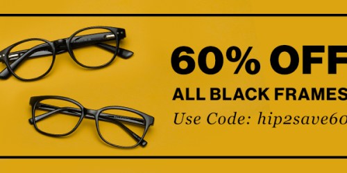 GlassesUSA: 60% Off Black Frames AND Free Shipping = Prescription Glasses $19 Shipped