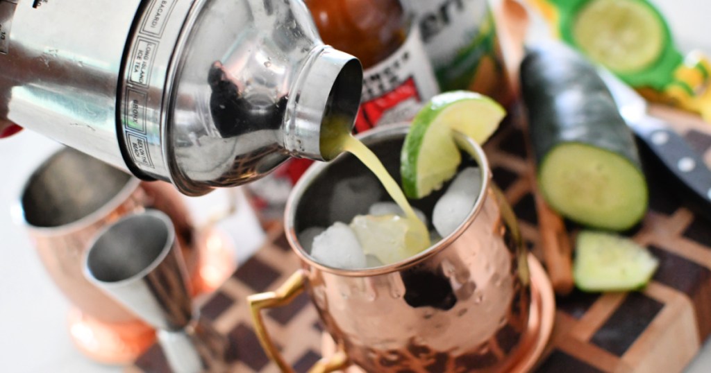 pouring a mocktail Moscow mule