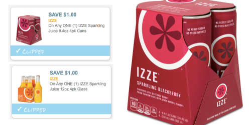 $3 in IZZE Coupons (Reset!) = IZZE Sparkling Juice 4-pack Cans Only 20¢ at Target