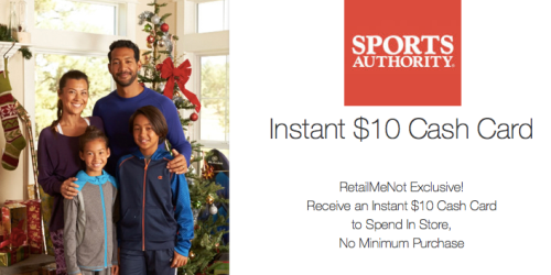 Sports Authority: *HOT* FREE $10 Cash Card (No Minimum), Valid In-Store Only