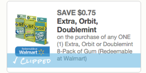 RARE $0.75/1 Extra, Orbit or Doublemint 8 Pack of Gum Coupon