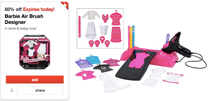 Target Cartwheel: 50% off Barbie Air Brush Designer Station