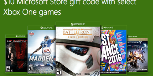FREE $10 Microsoft Store Gift Code with Select Xbox One Game Purchase