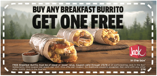 Jack in the Box: Buy 1 Get 1 Free Breakfast Burrito Coupon ...