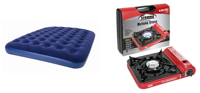 Airbed and Butane Stove