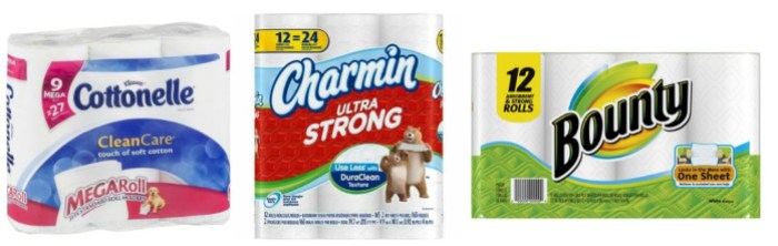 Cottonelle, Charmin and Bounty