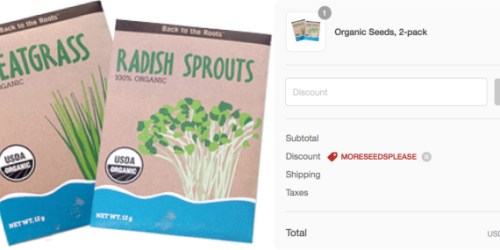 Free Organic Wheatgrass & Radish Sprout Seed Packets ($3.99 Value) + Free Shipping