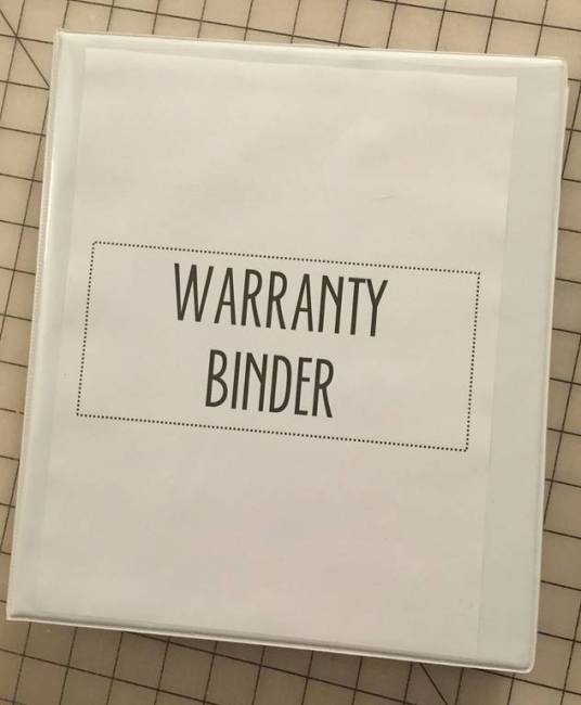 Warranty Binder