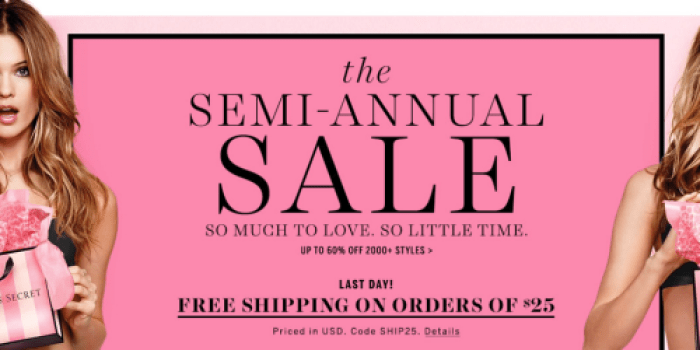 Victoria’s Secret: Semi-Annual Sale (+ FREE Shipping on $25 Order Ends Tonight)