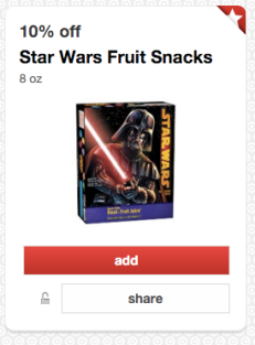 Star Wars Fruit Snacks Target Cartwheel offer