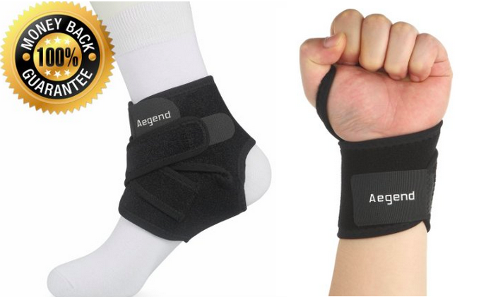 Aegend Adjustable Wrist Support AND Ankle Support Wraps
