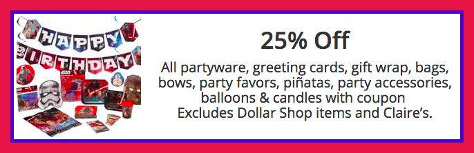 Toys R Us 25 Off All Partyware Birthday Supplies Coupon