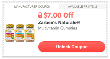 $7/1 Zarbee's Naturals Kids Multivitamin Gummy Coupon