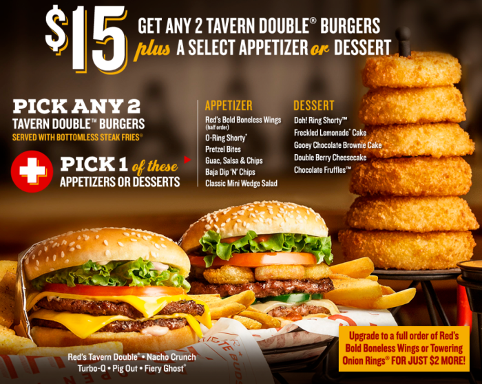 Red Robin Two Tavern Double Burgers With Fries And Select