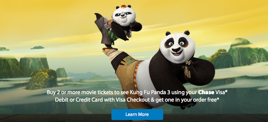 Chase Visa Cardholders: Buy 1 Kung Fu Panda 3 Movie Ticket, Get 1 FREE