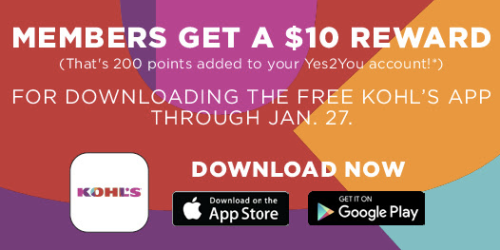 Kohl’s Yes2You Rewards Members: Possible Free $5-$15 Reward w/ Kohl’s App Download