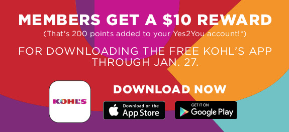 Kohl's Yes2You Rewards Members: Free $10 Reward When You Download Kohl's App