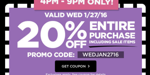 Michaels: 20% Off Entire Purchase Including Sale Items (Today from 4PM-9PM Only)