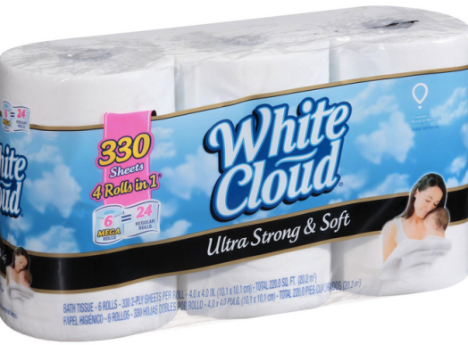 White Cloud Ultra Soft & Strong Bathroom Tissue 6 MEGA Roll