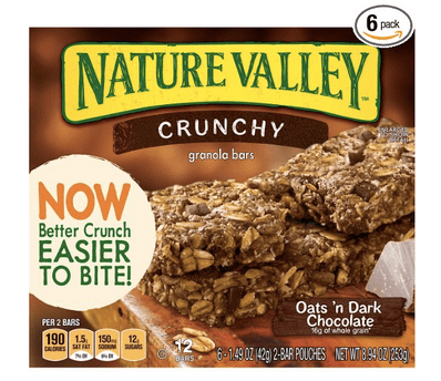 SIX Pack of Nature Valley Crunchy Granola Bars in Oats and Dark Chocolate - 6 Count Boxes