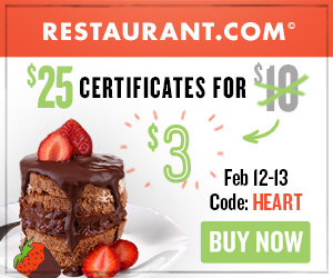Restaurant.com: $25 Dining Certificate Only $3