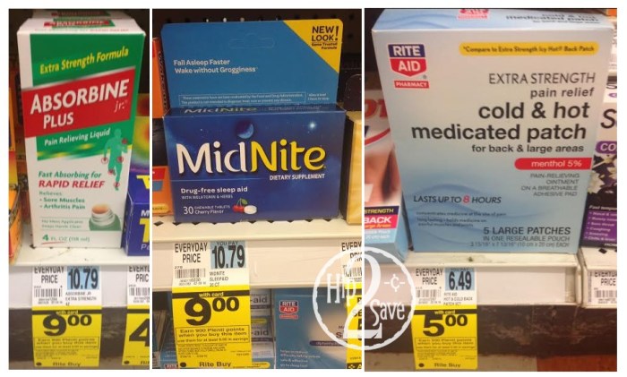 Absorbine, MidNite and Rite Aid patch (Hip2Save)